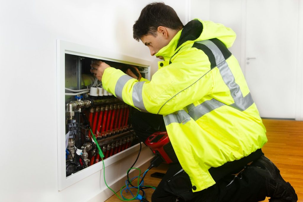 Gasmonteur werkt aan een installatie