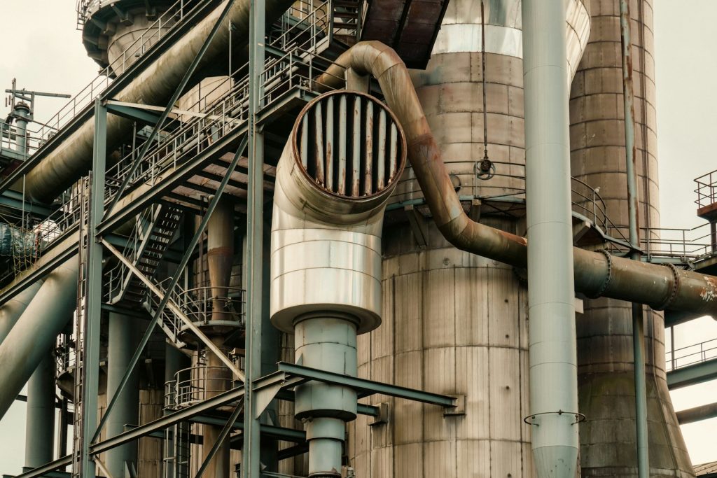 Industrial plant with pipework and tanks