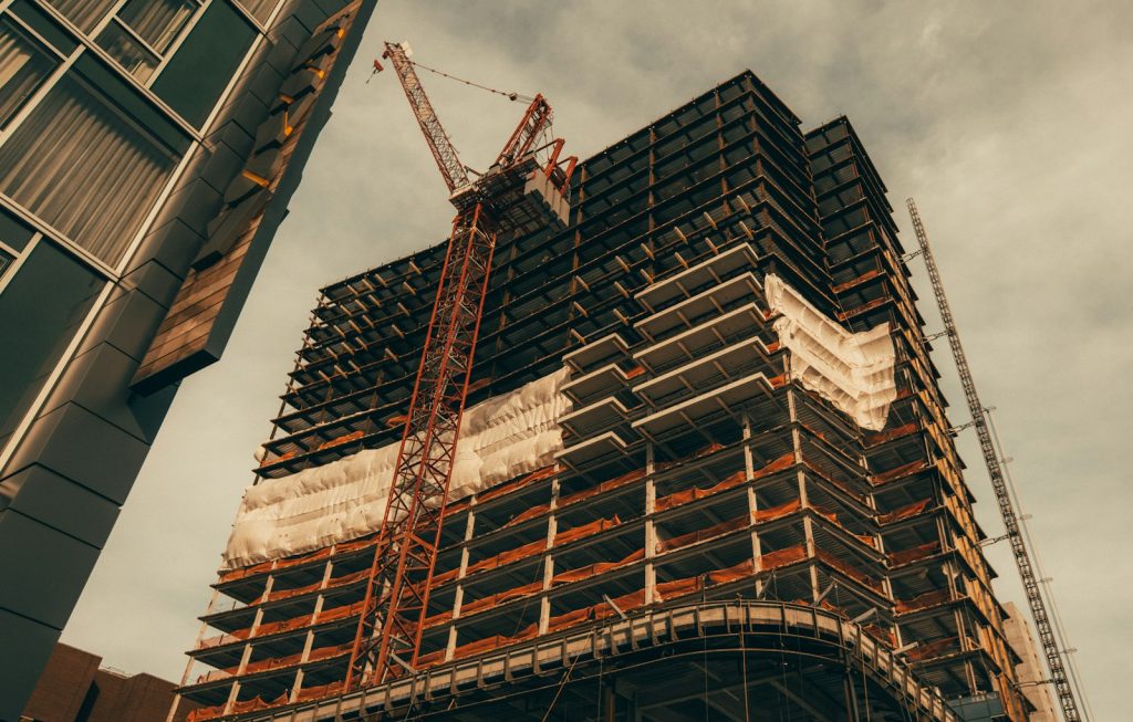 Construction crane at a building under construction